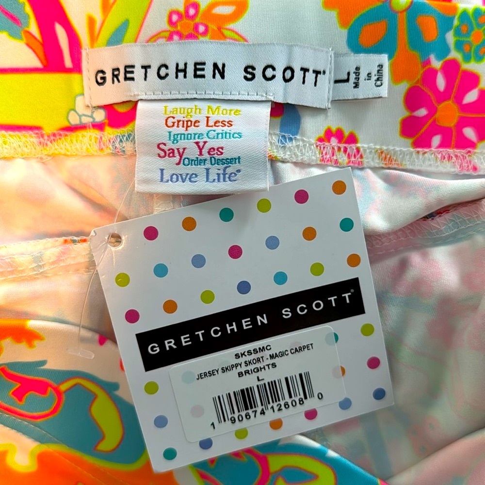 Gretchen Scott NWT Jersey Skippy Skort Sz L Bright Beautiful Colors - Picture 6 of 10